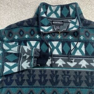 Montello‎ Pullover Mens XL Sweater Nordic Design Teal Grey Soft Relaxed Fit